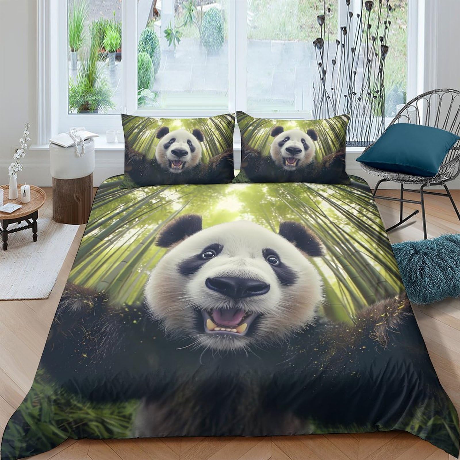 Ctjqhvkz Style-3 3D Printed Panda Forest Fitted Sheet Microfiber Soft Breathable Bamboo Grove Mattress Cover Bedroom Home Decor Single（135X200cm）