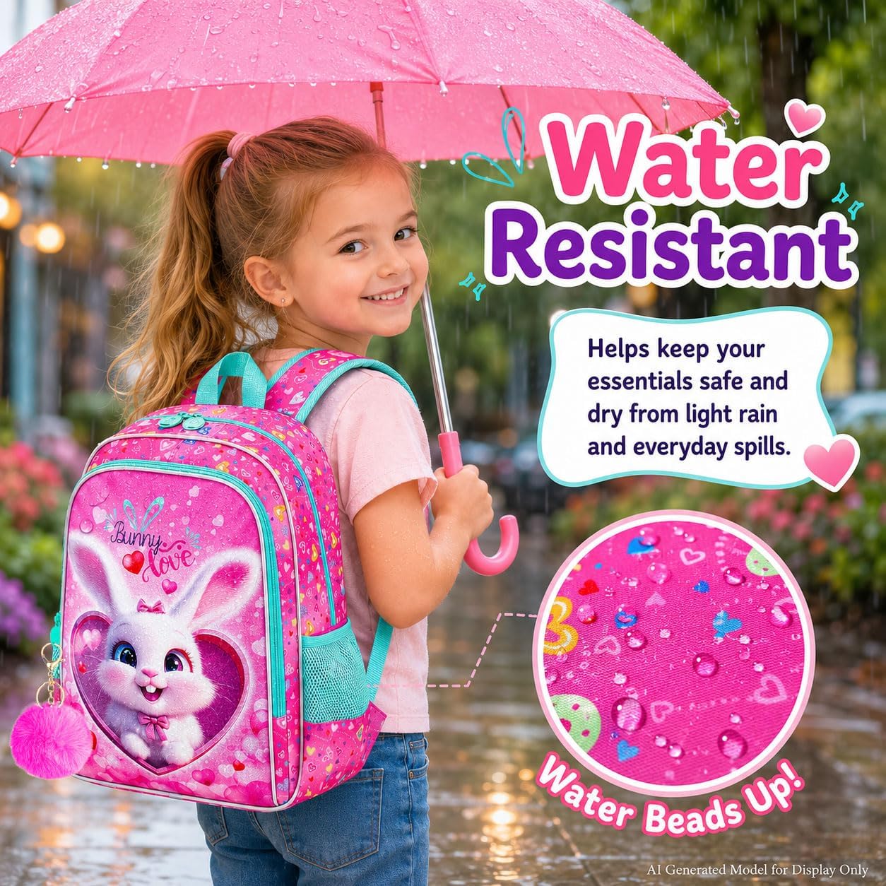 16" Backpack for Girls Boys 4-8, 3Pcs Kids Bookbag Set with Lunch Box, School Bag for Preschool Kindergarten image 3