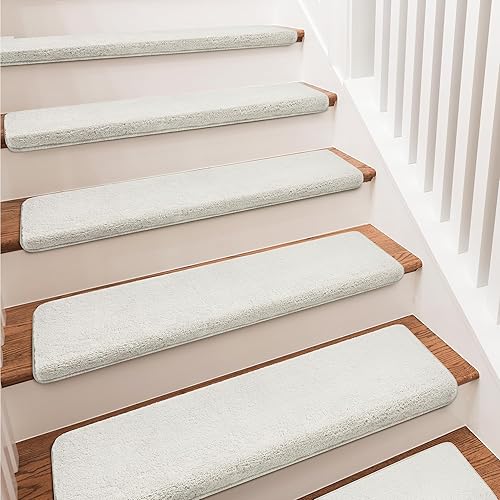 PURE ERA Alfombras ultra afelpadas de 9.5 x 30 pulgadas, protectores de escalera suaves para interiores, aptos para mascotas, cinta antideslizante,