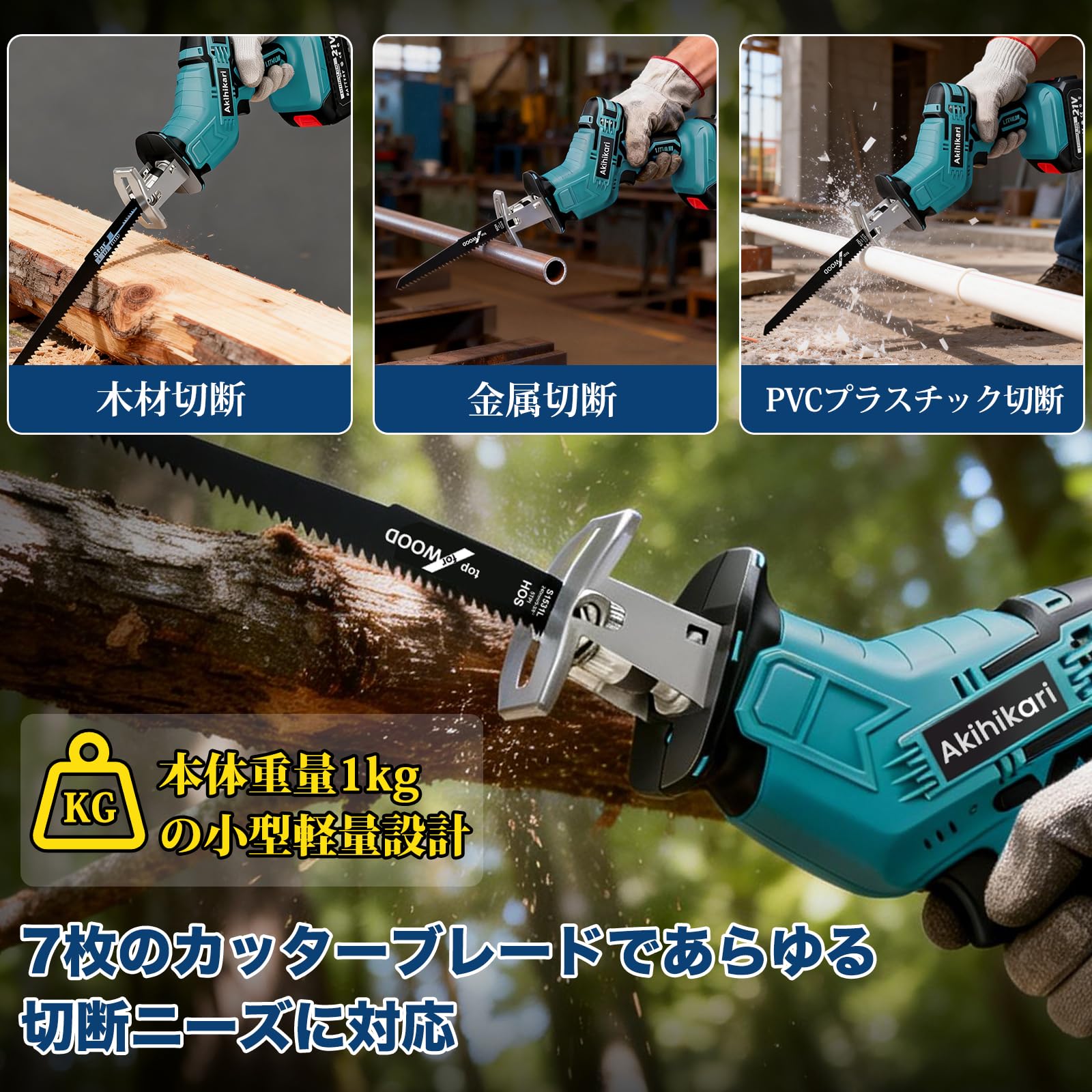 Amazon | レシプロソー 充電式 21V 大容量4.0Ahバッテリー2個付き 電動