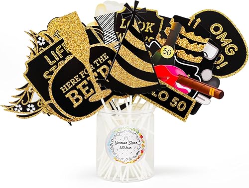 Miniatura 3 de Accesorios para cabina de fotos de cumpleaños 50 para adultos (41 unidades) para ella, él, aplaude a fiesta de cumpleaños de 50 años, decoraciones