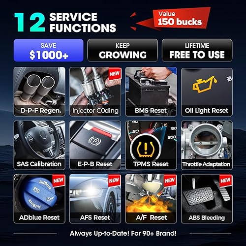 Miniatura 3 de LAUNCH - CRP129X Herramienta de escaneo, con escáner OBD2, lector automotriz de códigos basado en Android 7.0, con reinicio de la válvula de