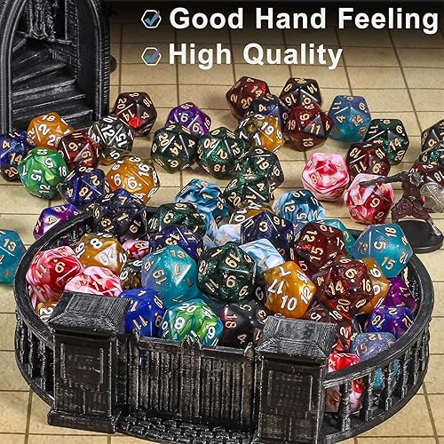 Miniatura 20 de CiaraQ Dados poliédricos DND (100 unidades) con una bolsa de dados compatibles con juegos de mesa de rol de Dungeons and Dragons DND RPG MTG