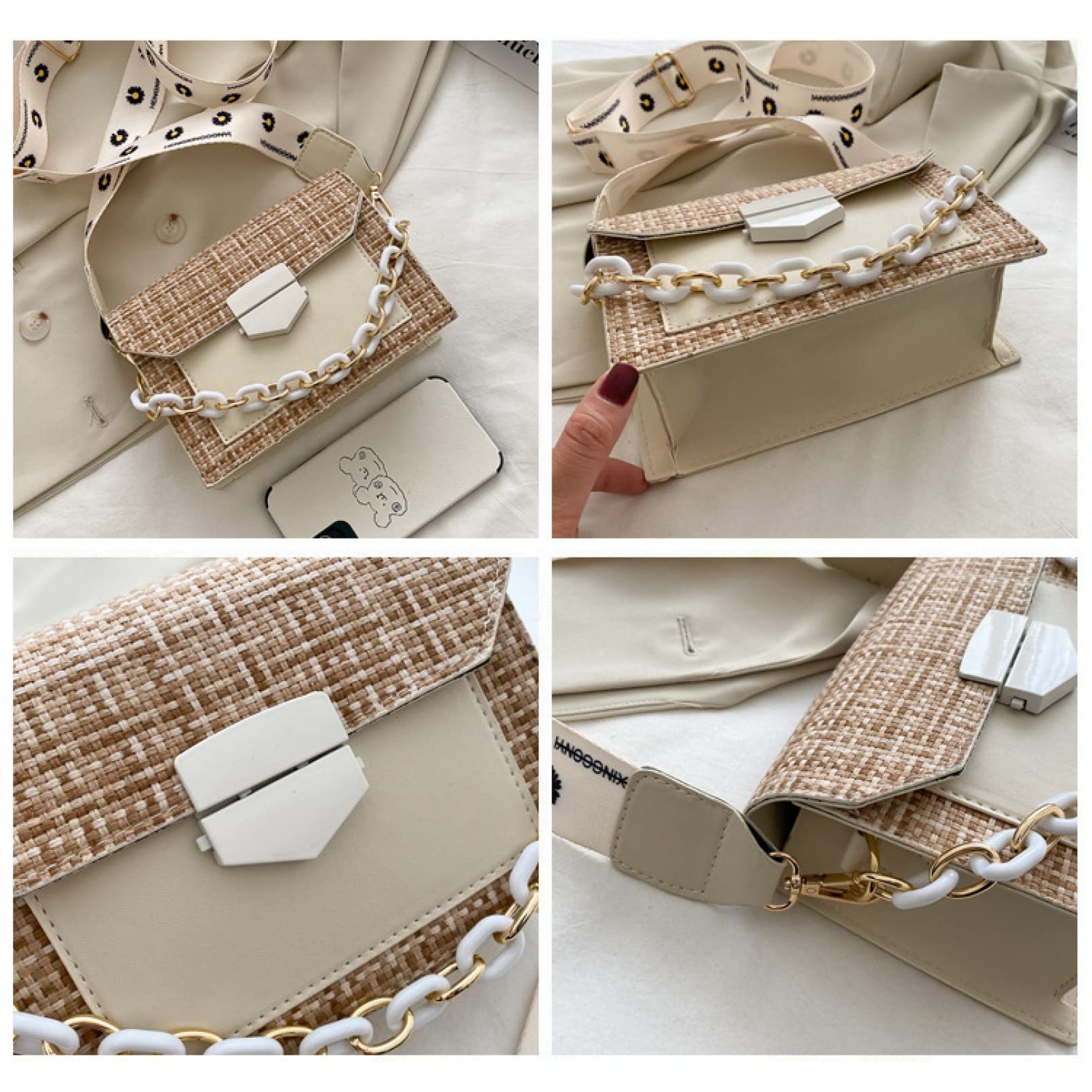 BAJIE Mini bolso de las mujeres Bolso pequeño Bolso de la moda de verano Tendencia de banda ancha de un solo hombro Messenger Bolso de hombro