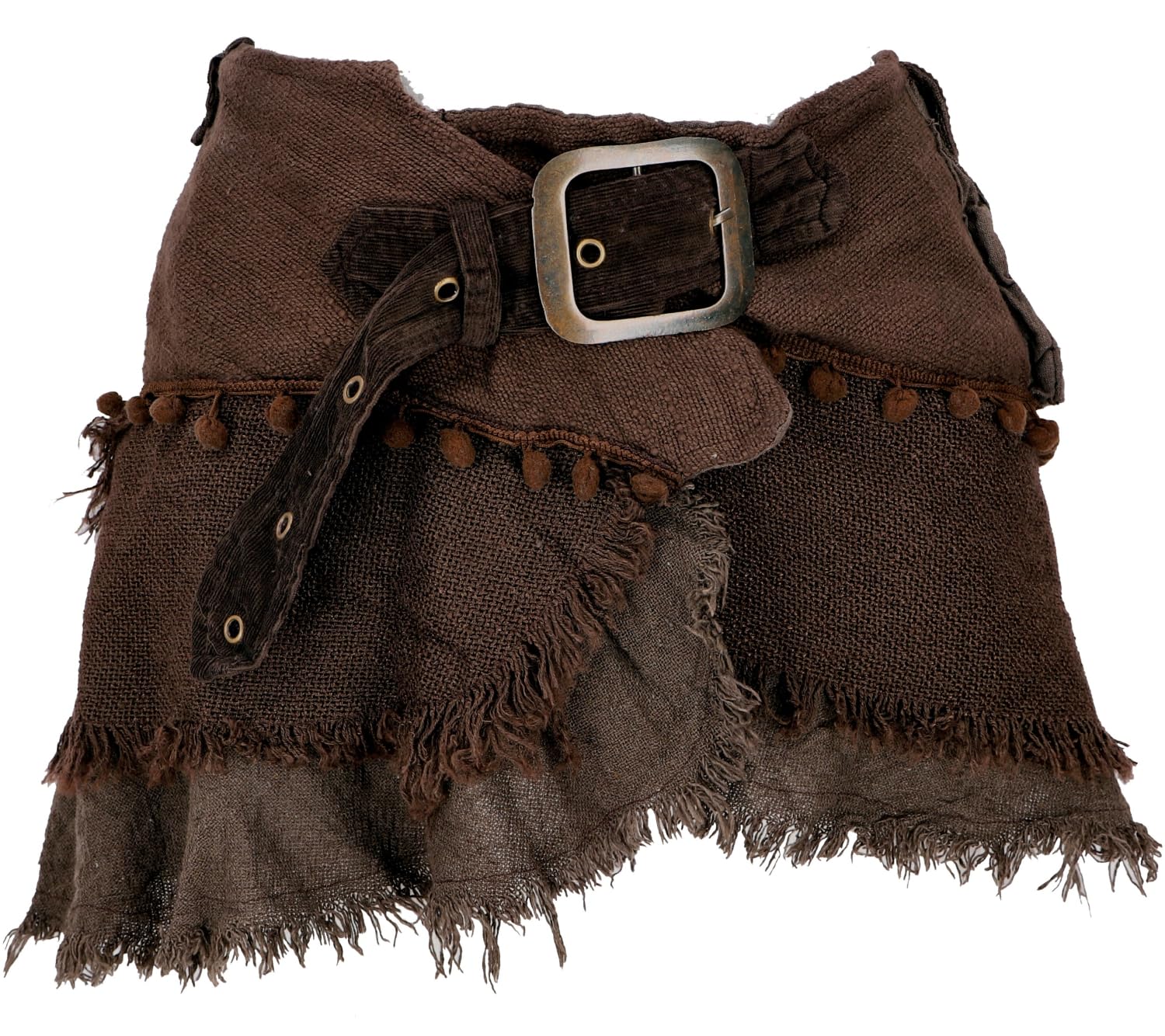 Goa Minirock, Wickelrock, Tribal Cacheur, Lagenrock, Damen, naturweiß | Kurzer Lagenrock, 100% Baumwolle, Slim Passform, Reißverschlusstasche, verspielte Bommeln, einzigartiges Design.