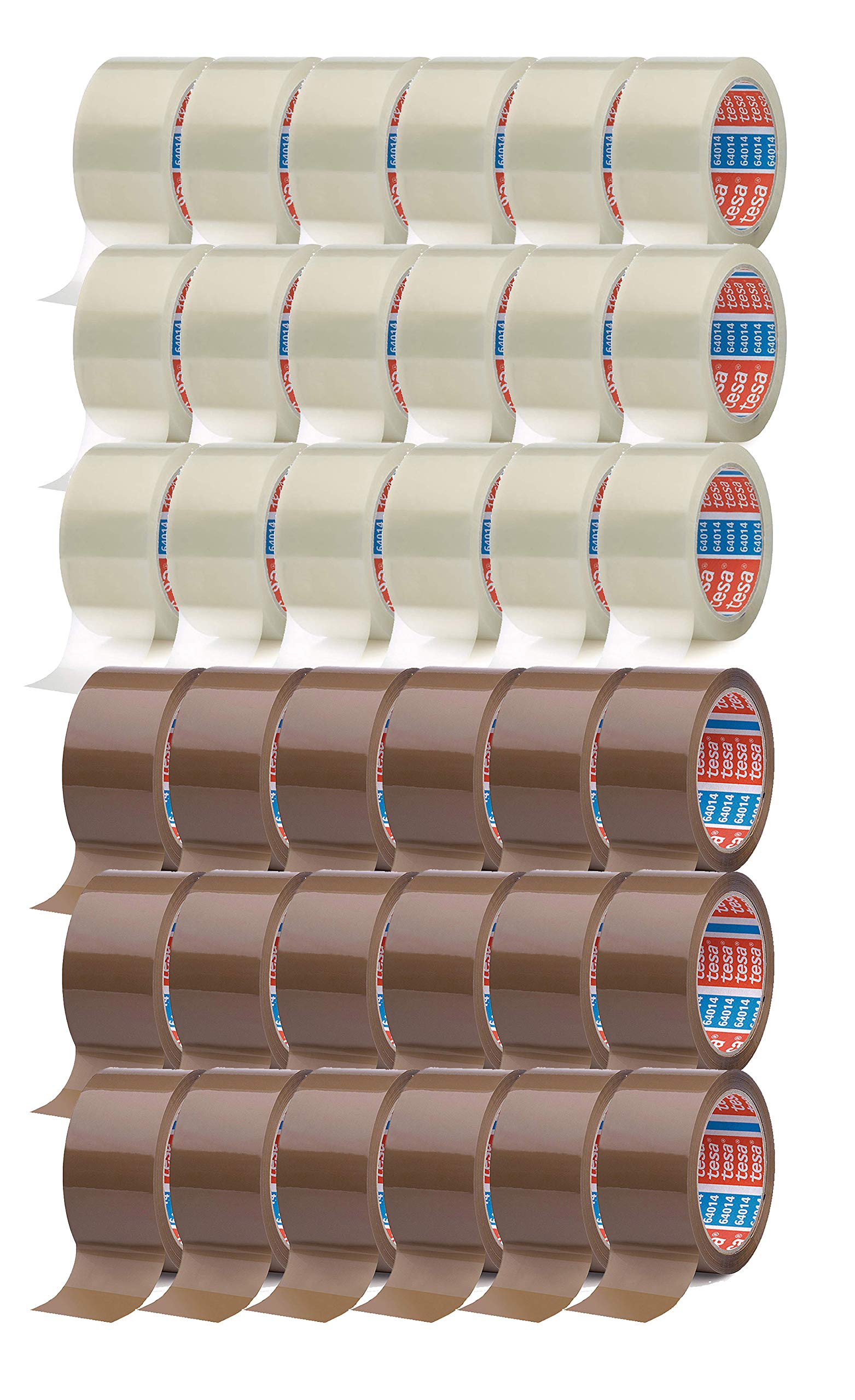 tesa Cinta Adhesiva del paquete cinta adhesiva (66 m x 50 mm) (36 Rollos/Marr?n & transparente)