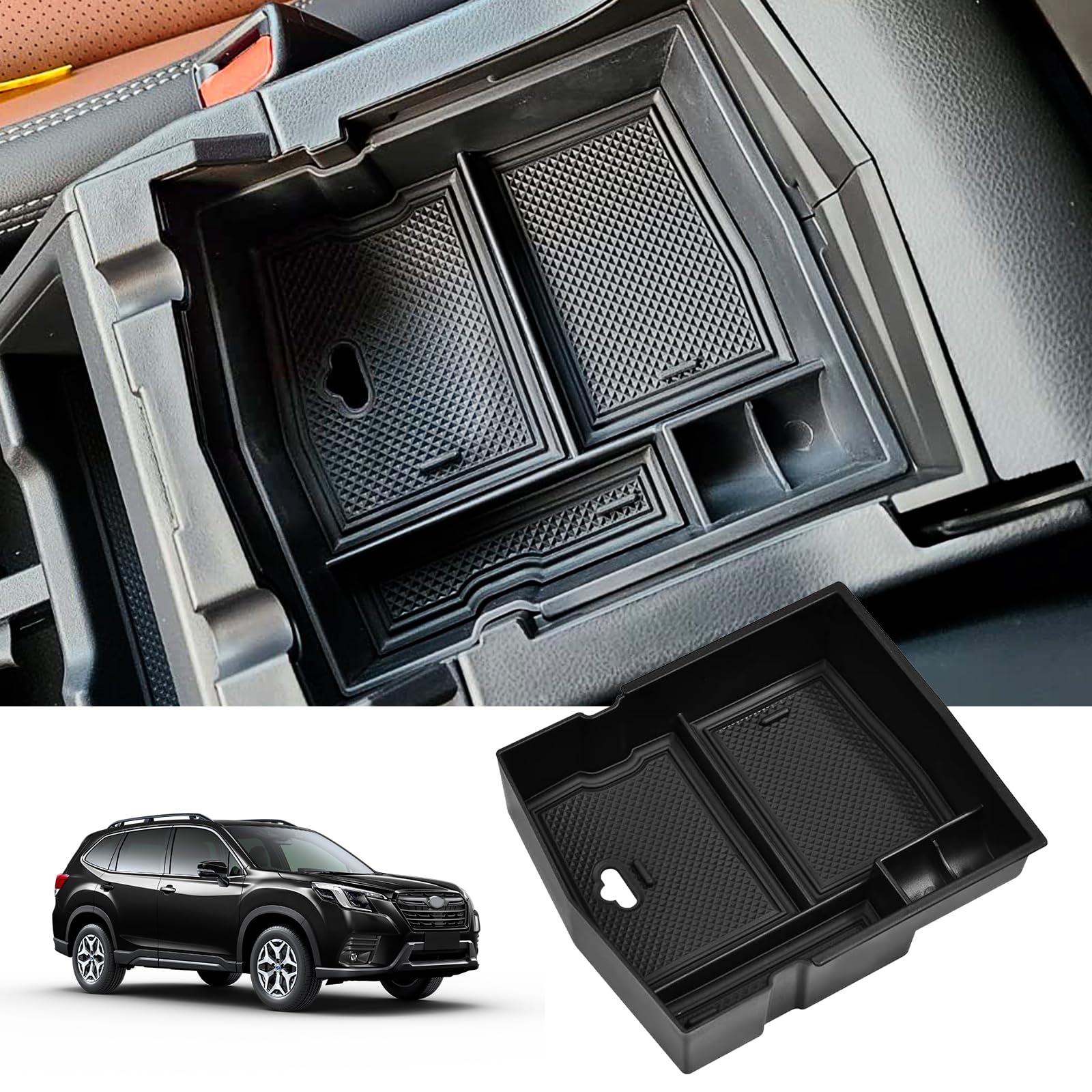 ARISMOTORCenter Console Organizer Tray Compatible with Suba-ru Forester 2019-2024, Armrest Insert Storage Box Interior Accessories, Pack of 1