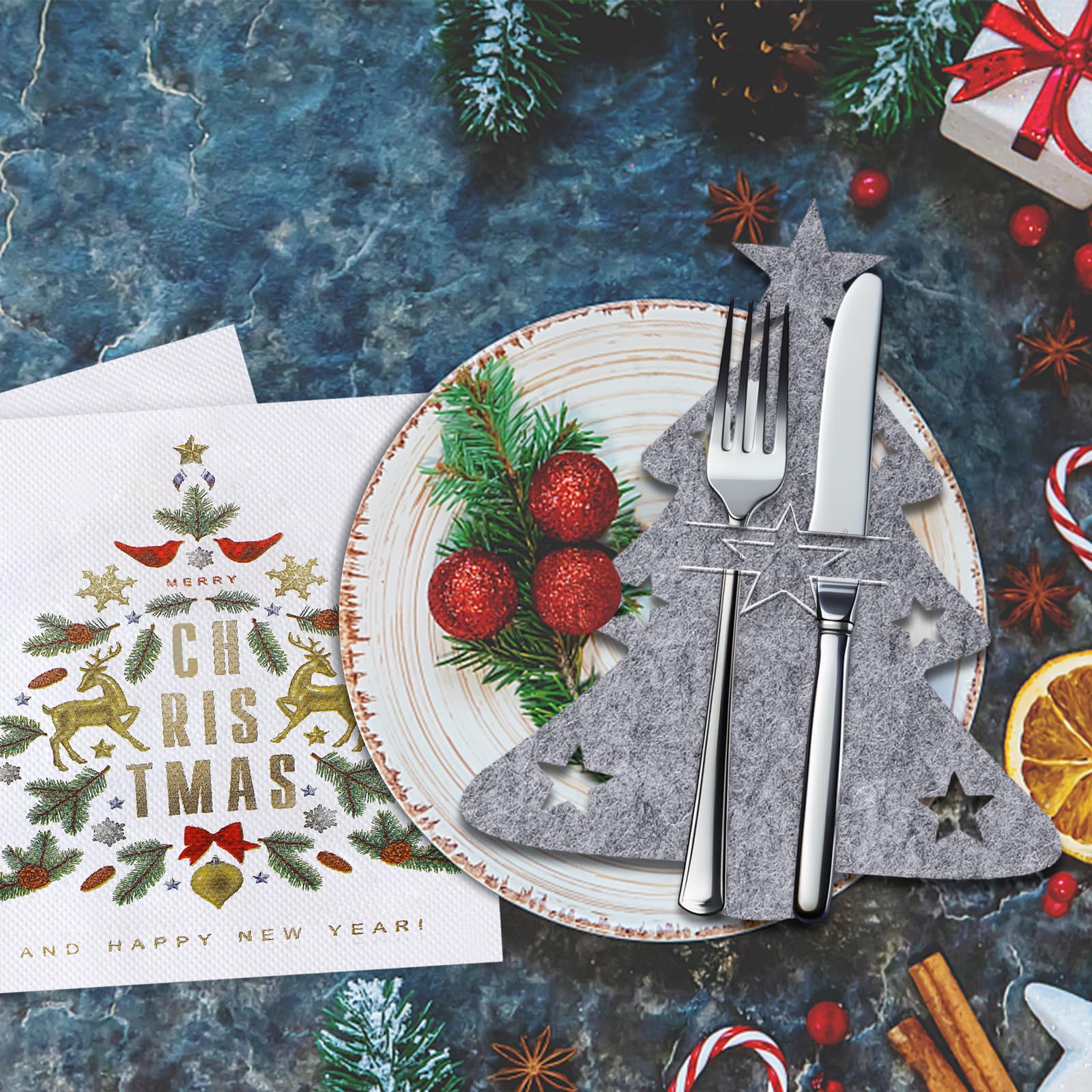 Agctrler 4 Stück Besteckhalter Weihnachten Filz Mi Produktbild-Vorschau 3