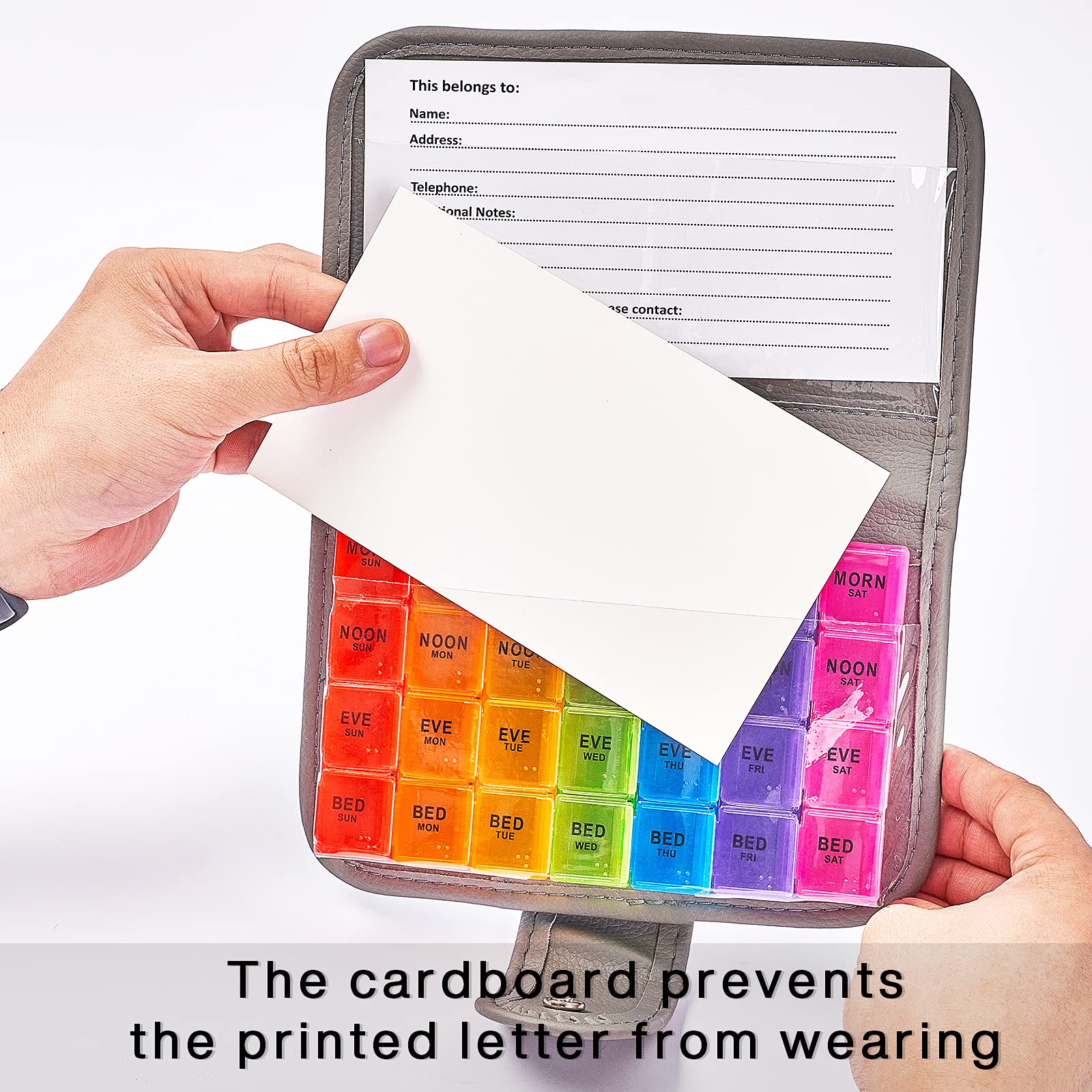 PuTwo Pill Organizer 7 Day, Weekly Leather Travel Pill Case 4 Times a