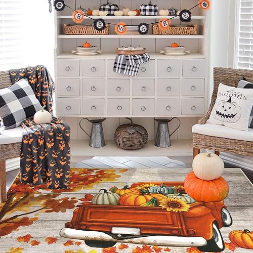 Miniatura 8 de U'Artlines Tapete para puerta delantera de otoño, 32 x 48 pulgadas, vintage, resistente a la suciedad, antideslizante, de perfil bajo, lavable,