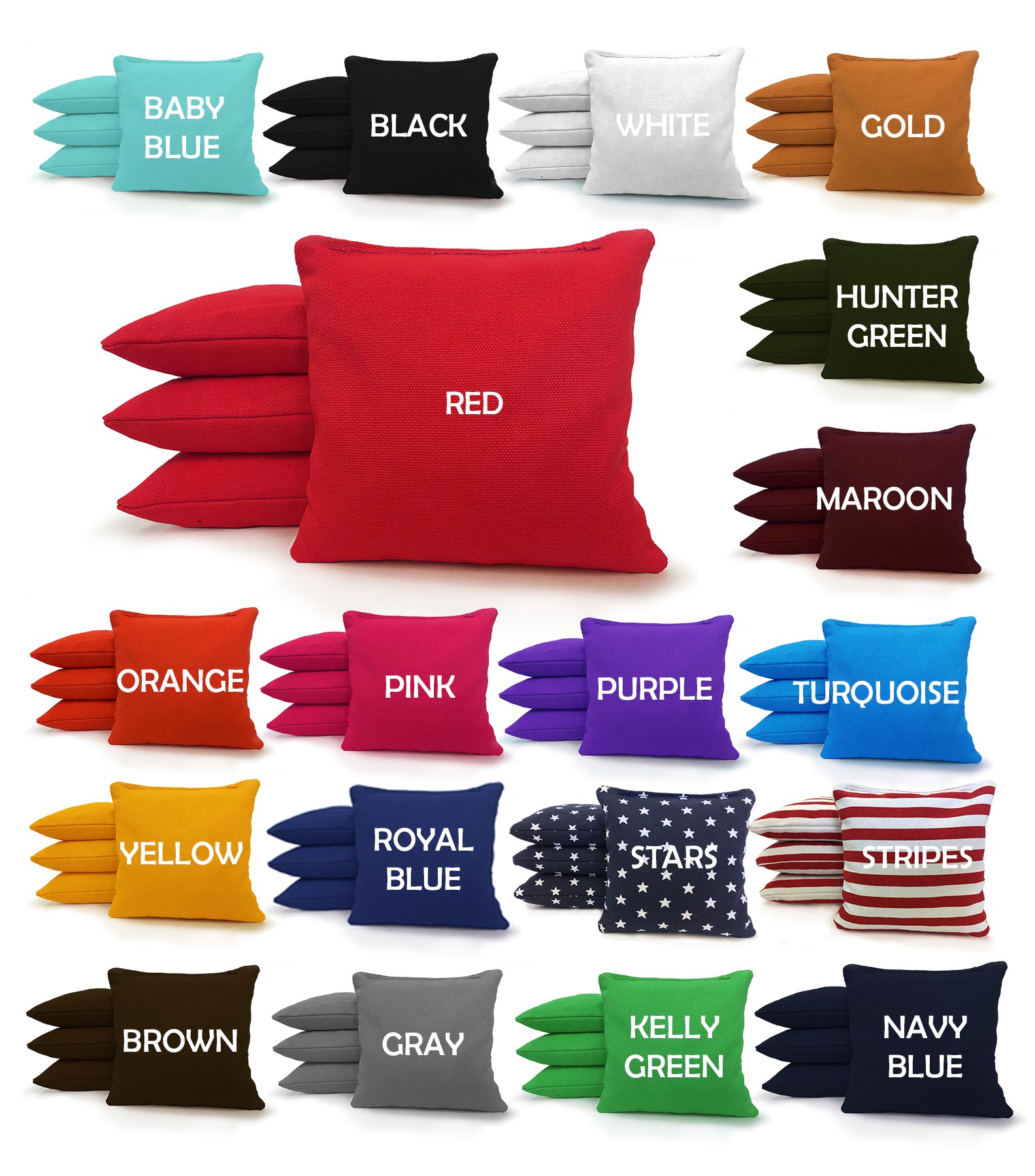 Single Replacement Standard Corn Filled Regulation Duck Cloth Cornhole Bag 17 Colors (Red)