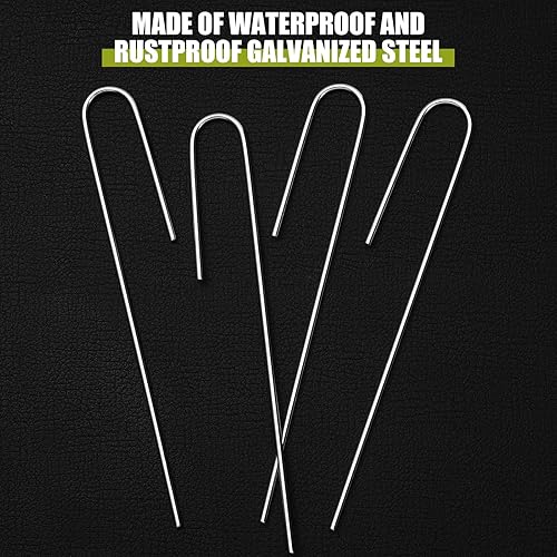 Miniatura 3 de Pelopy 100 piezas de grapas de paisaje galvanizadas para manguera de riego de 14 pulgadas, estacas de jardín en forma de J de 5 pulgadas, estacas de