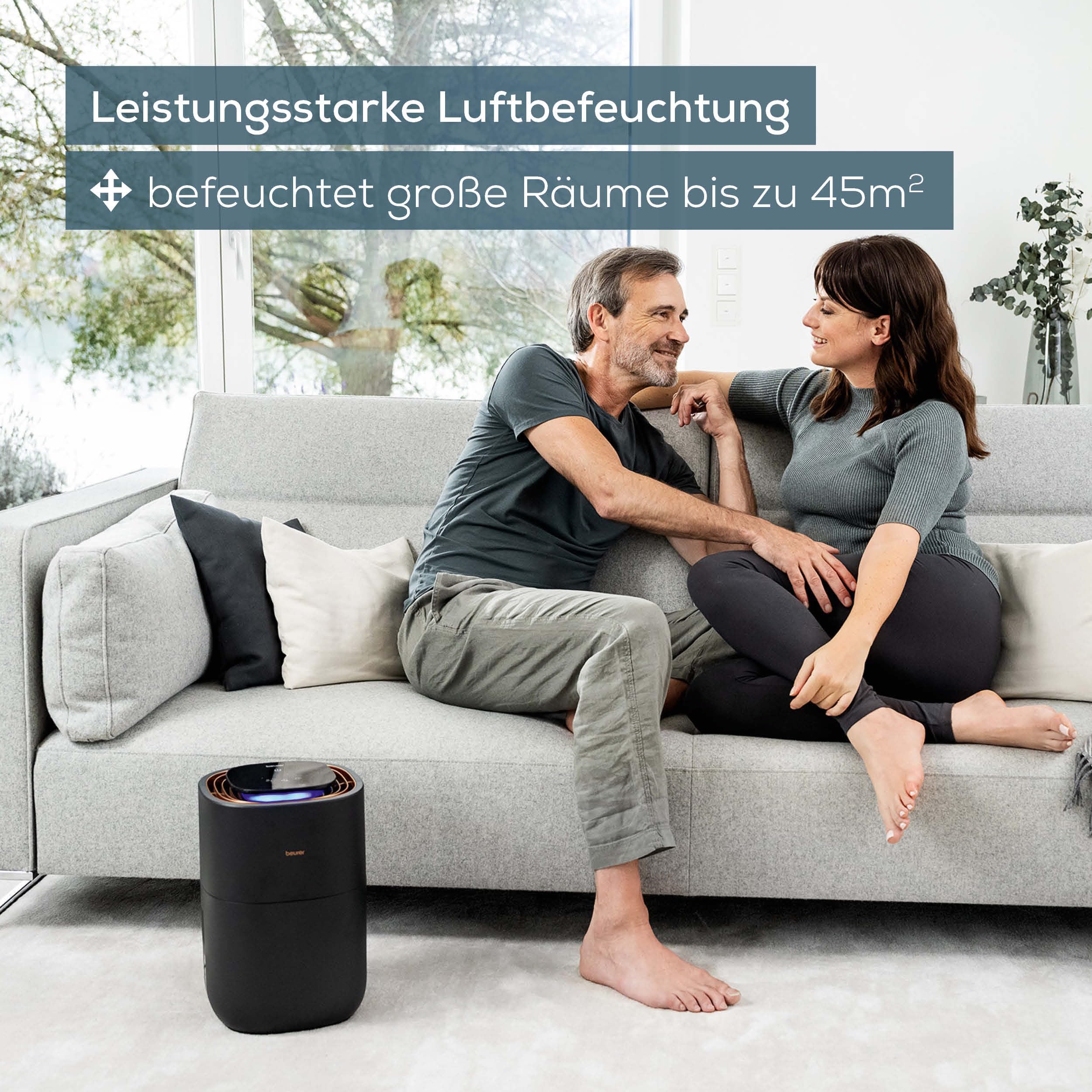 Beurer LB 300 Plus Luftbefeuchter, Kaltverdunstungstechnologie, Luftfeuchtigkeitsindikator, Filtertrocknungsfunktion, bis 45m²