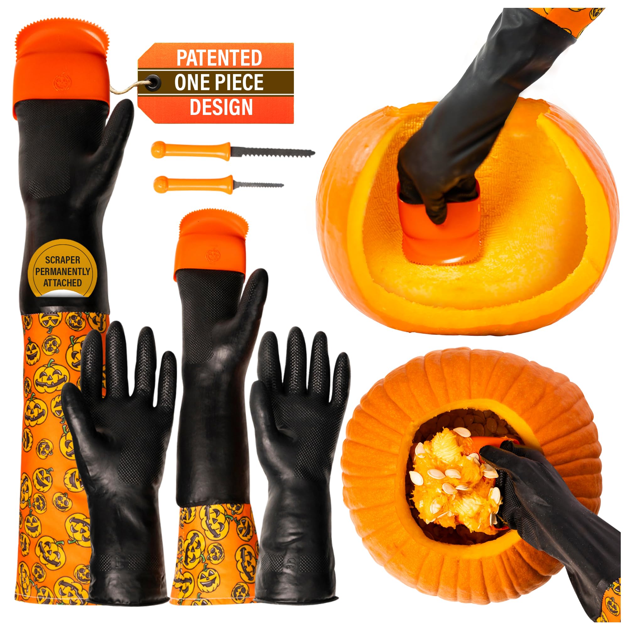 Pumpkin Scraper Glove – As Seen On Shark Tank - Mess Free and Fun Pumpkin Carving Kit – Carve and Clean Jack-O-Lantern Guts with Ease and Zero Mess on Your Hands! (Kids Kit)