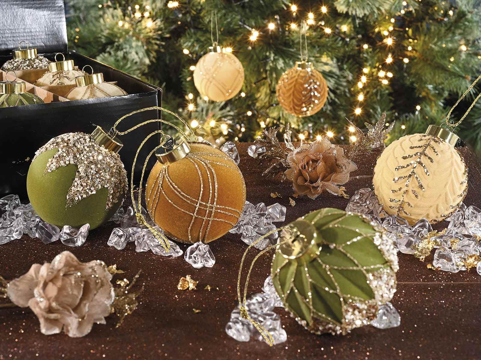 Gruppo Maruccia – Boules de Noël en faux verre avec décorations à suspendre – Décorations pour l'arbre et la maison – Lot de 12 pièces – Diamètre 7,5 cm