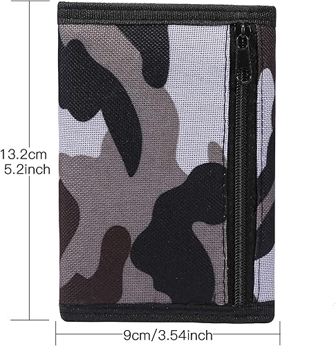 Miniatura 3 de Billetera de lona triple para deportes al aire libre para niños - Cartera de bolsillo frontal con cremallera, Gris2