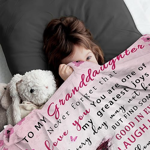 Miniatura 2 de Regalos para nieta de parte de la abuela, regalos para nieta, regalo para cumpleaños, graduación, Navidad, manta de nietas, mariposa rosa, 60 x 50