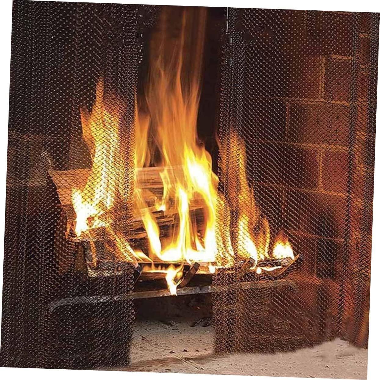 2pcs Iron Fireplace Mesh Screens Mesh Panel with Handles Adjustable Size for Indoor/Outdoor Use Fireplace Accessory for Safety and Style