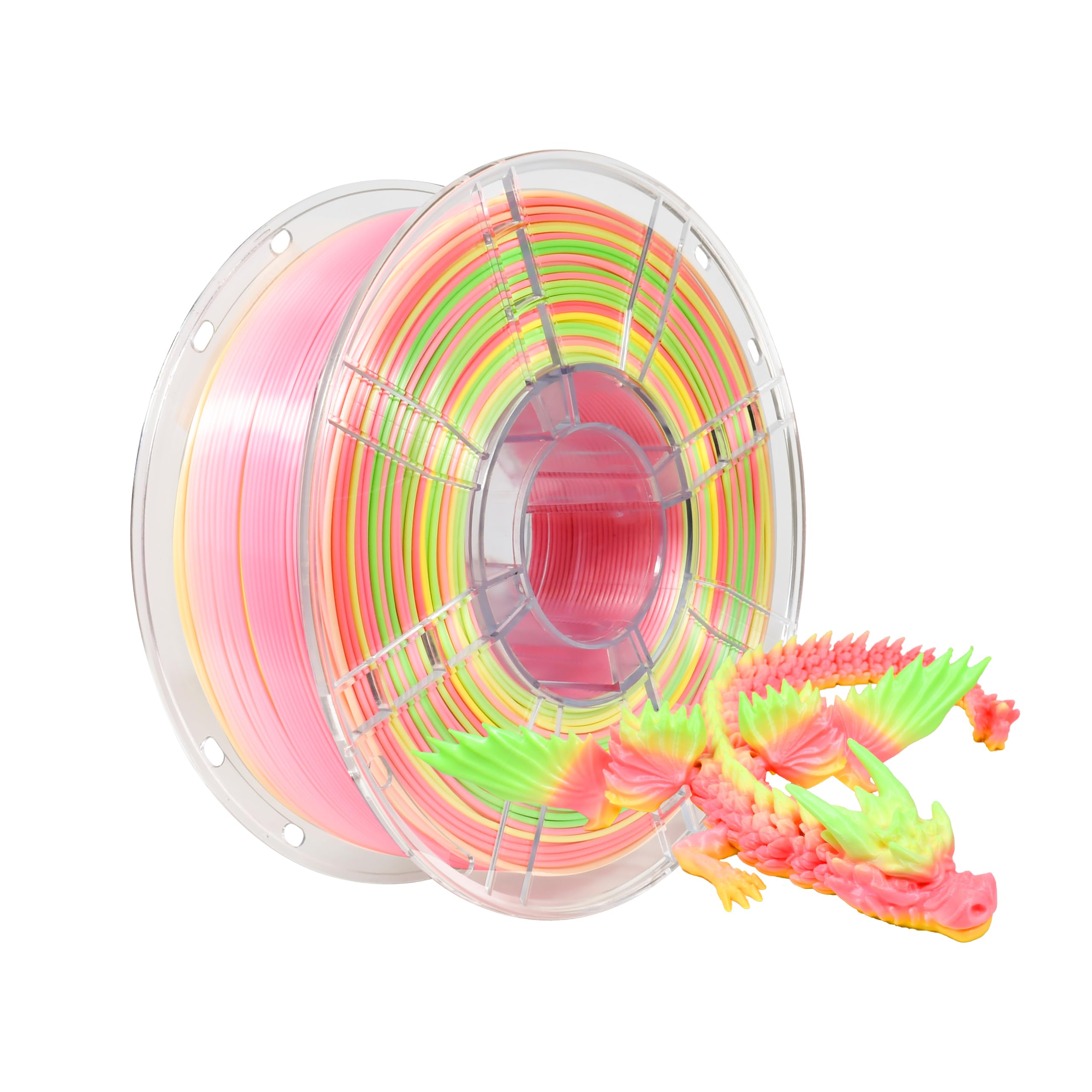 iBOSS Silk Triple Color PLA+ Filament, No Warp Enhanced Toughness PLA Plus 3D Printer Filament 1.75 +/- 0.02mm, Shiny Silk Texture, 1KG Spool (2.2 lbs), PLA PRO Peach Filament (Red Orange Green)