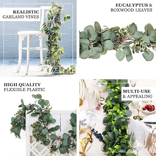 Miniatura 4 de Efavormart - Guirnalda de eucalipto artificial de 6.5 pies para decoración de arco de boda