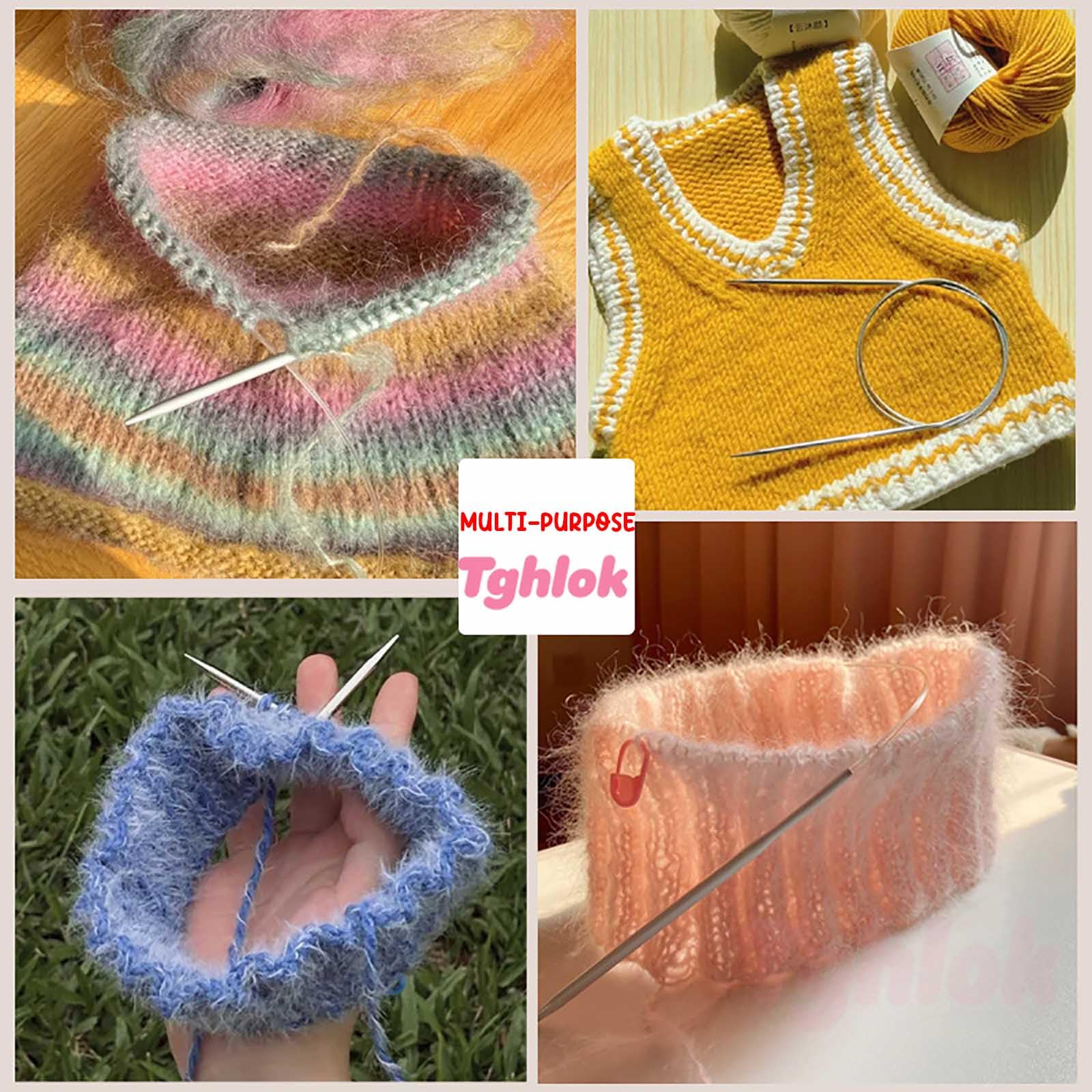 Juego de Agujas de Tejer de Madera de 2,5-8 mm con Bolsa de Almacenamiento para Tejer Todo Tipo de Hilos, Tejido Circular sin Costuras, Suave y Flexible, Gran Resistencia a la tracción