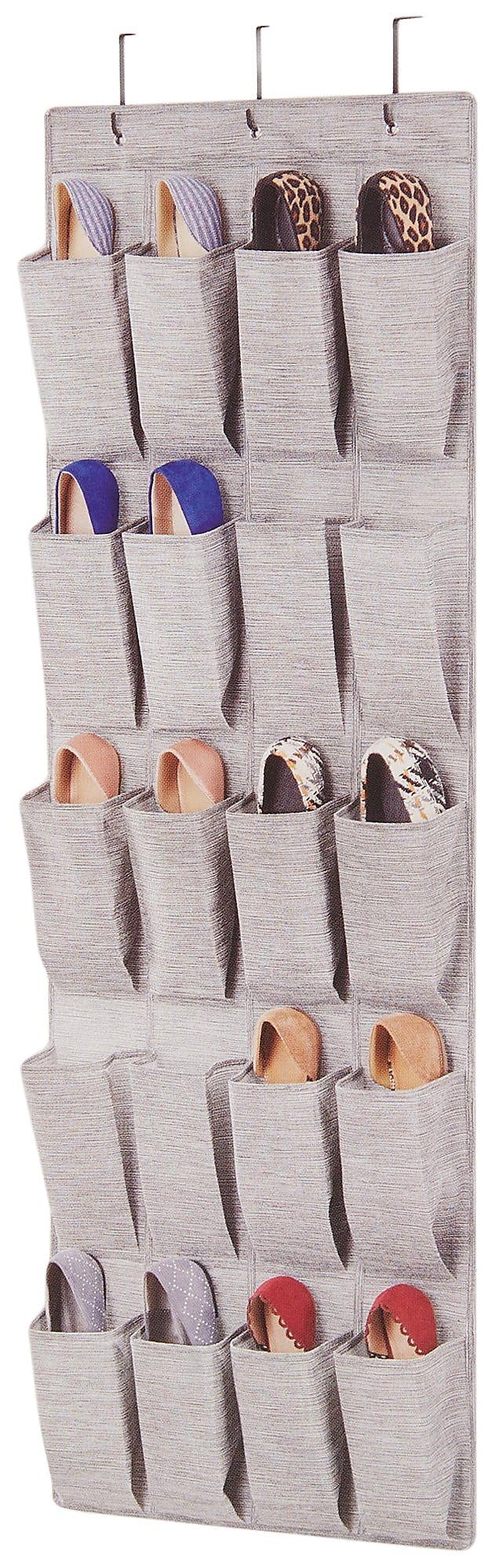 Whitmor Over the Door Shoe Organizer - 20 Section - Space-Dyed Grey