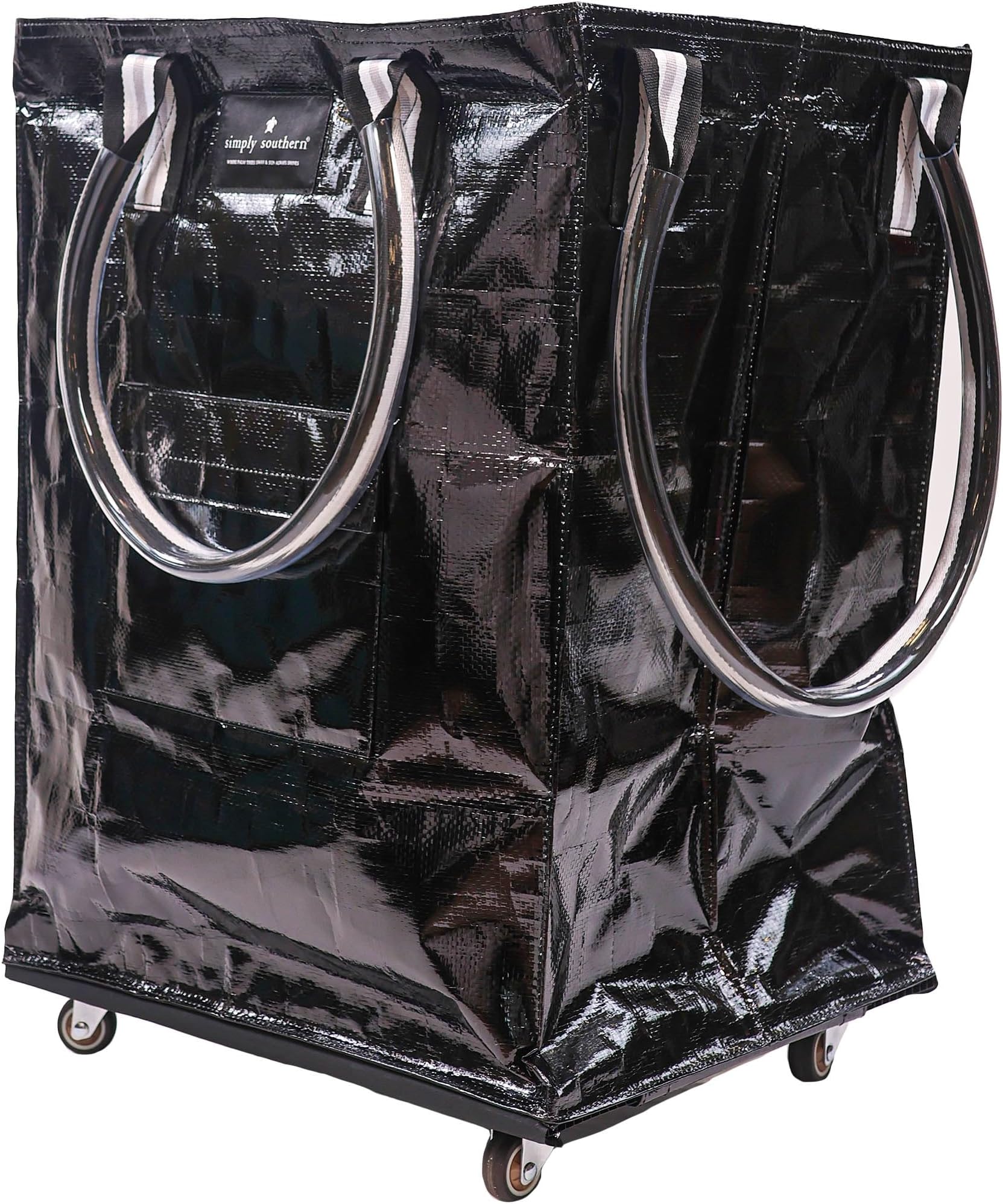 Simply Southern Collapsible & Colorful Rolling Tote Bag - Perfect Shopping Bag on Wheels for Women, Mothers, Families, Grandmas - Bag on Wheels for Easy Transportation