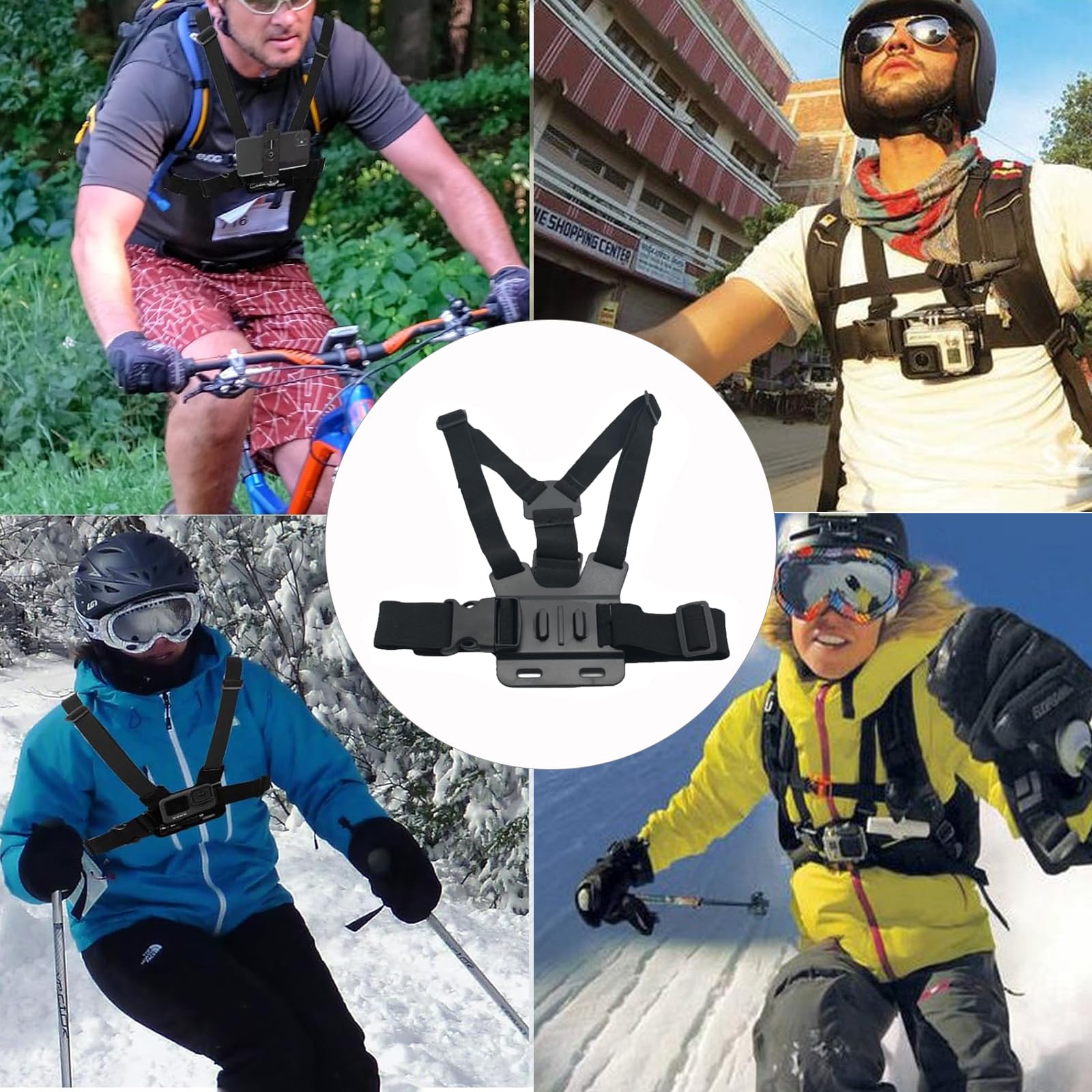 Soporte Movil Pecho, Pechera para Grabar con el Movil, Arnés Montaje de Correa, Cinturón Compatible con Gopro Hero 10 Hero 9 Cámara,para Escalar, Andar en Bicicleta, Caminar (Cuerda Antideslizante)