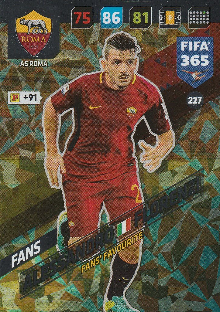 PaniniAdrenalyn FIFA 365 2018 227. Alessandro Florenzi (AS Roma) - Fans' Favourite