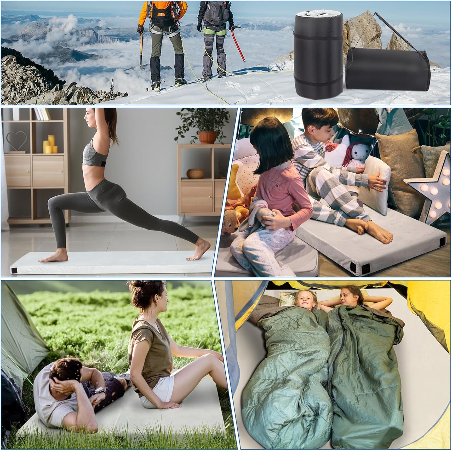 Memory Foam Camping Mattress Pad,Sleeping Floor Mat Portable Roll Up Mattress for Adults,Single Small Camping Bed Pads for Sleeping,Gray Comfortable Guest Bed for Sleepover,Car Bed with Travel Bag