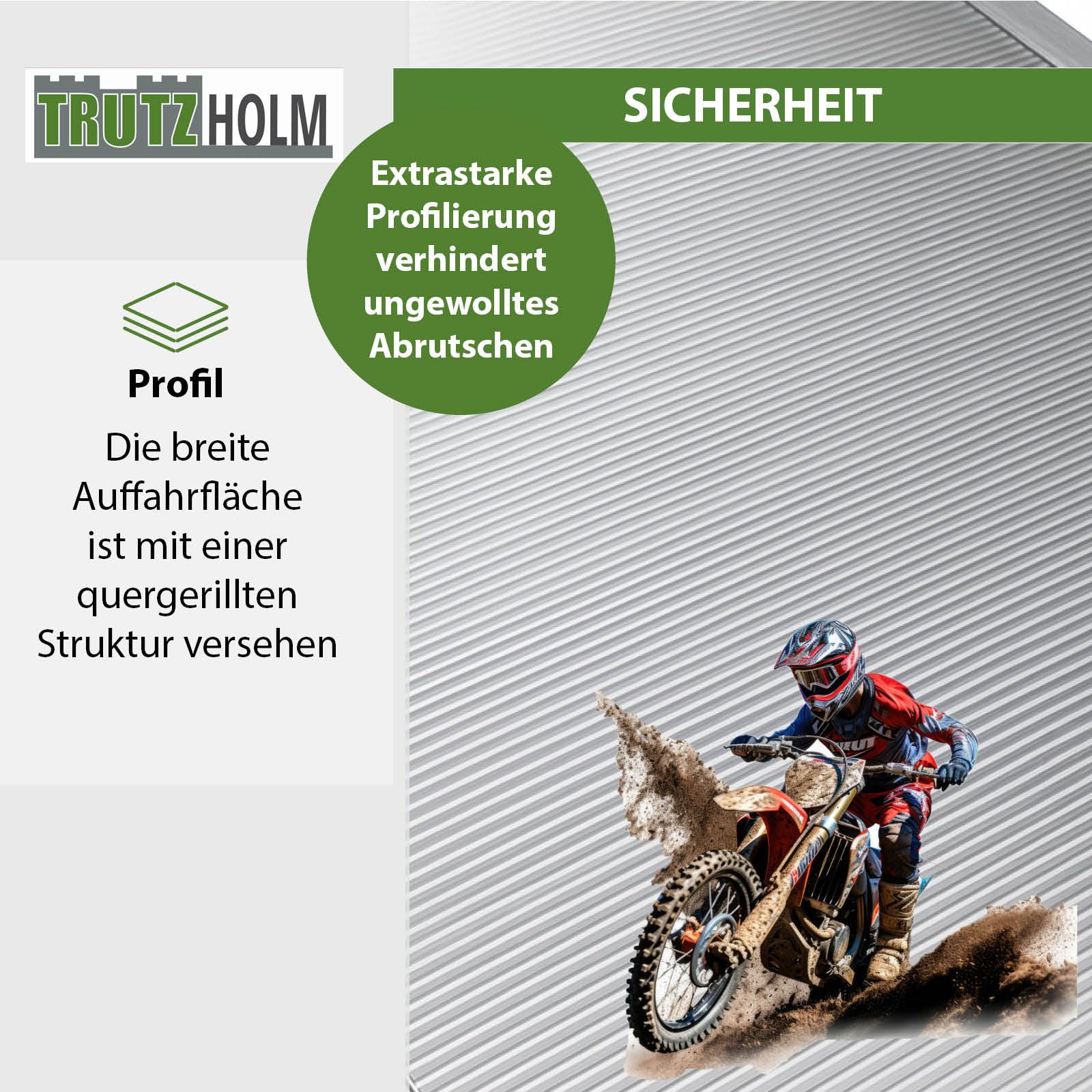 TRUTZHOLM 1 x Breitrampe 214 x 74 cm Traglast 600 kg Alu grau geriffelt Auffahrrampe Eventrampe Laderampe