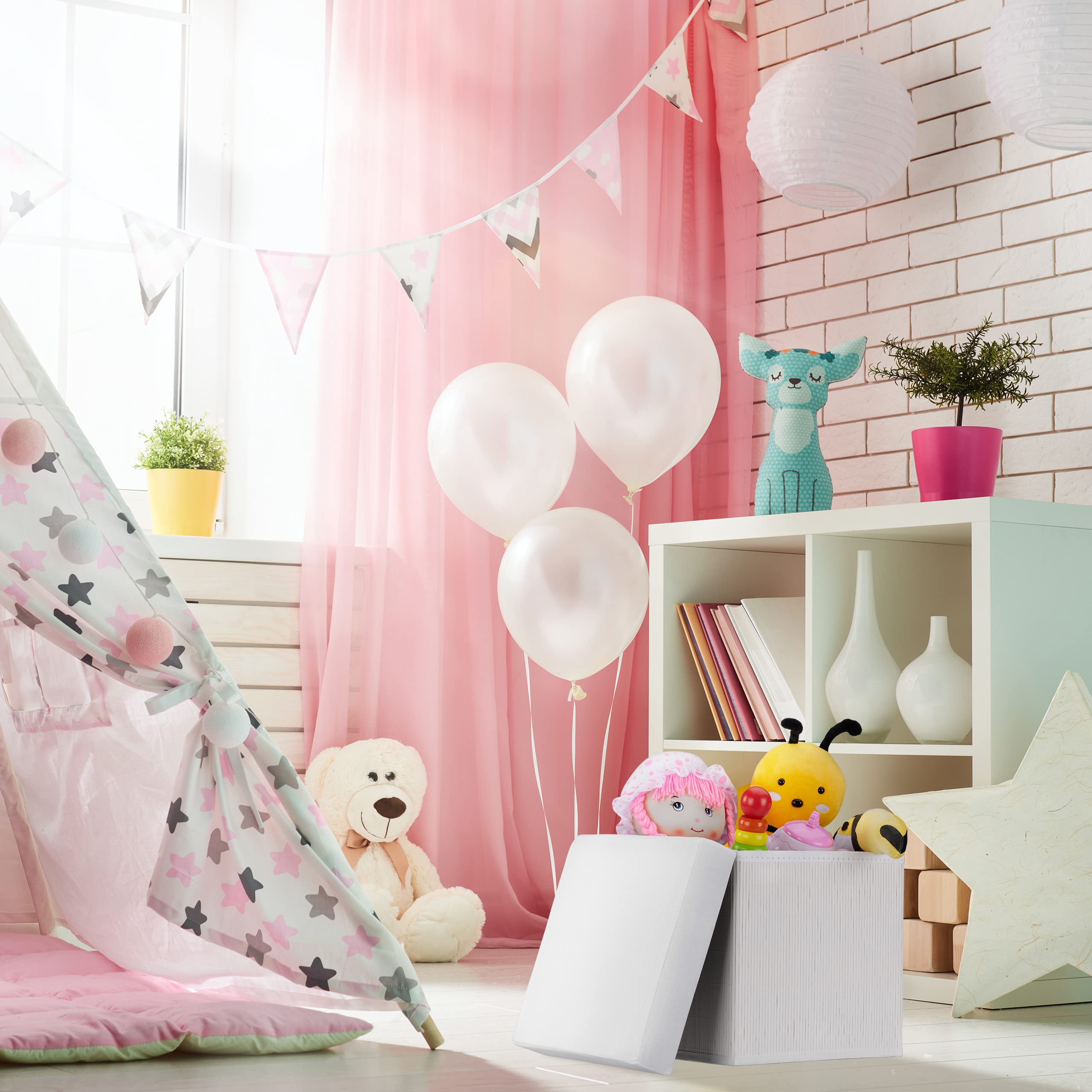 Pouf Contenitore Relaxdays In Bambù - Pieghevole, Imbottito, 35x35x35cm, Naturale/Bianco - Foto 11