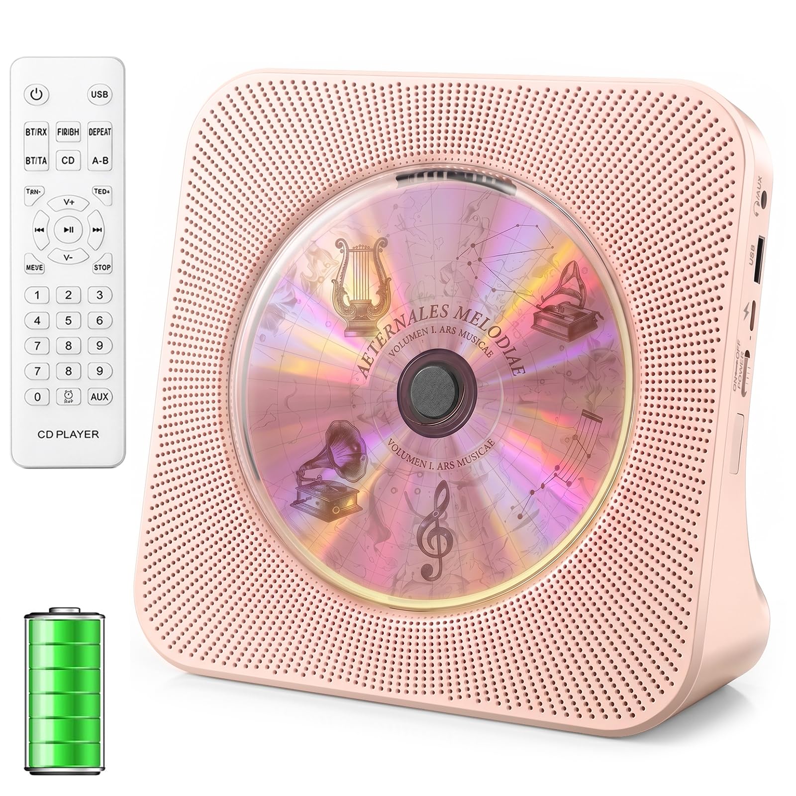 CD Player Portable Bluetooth: Desktop 4000mAh Rechargeable
