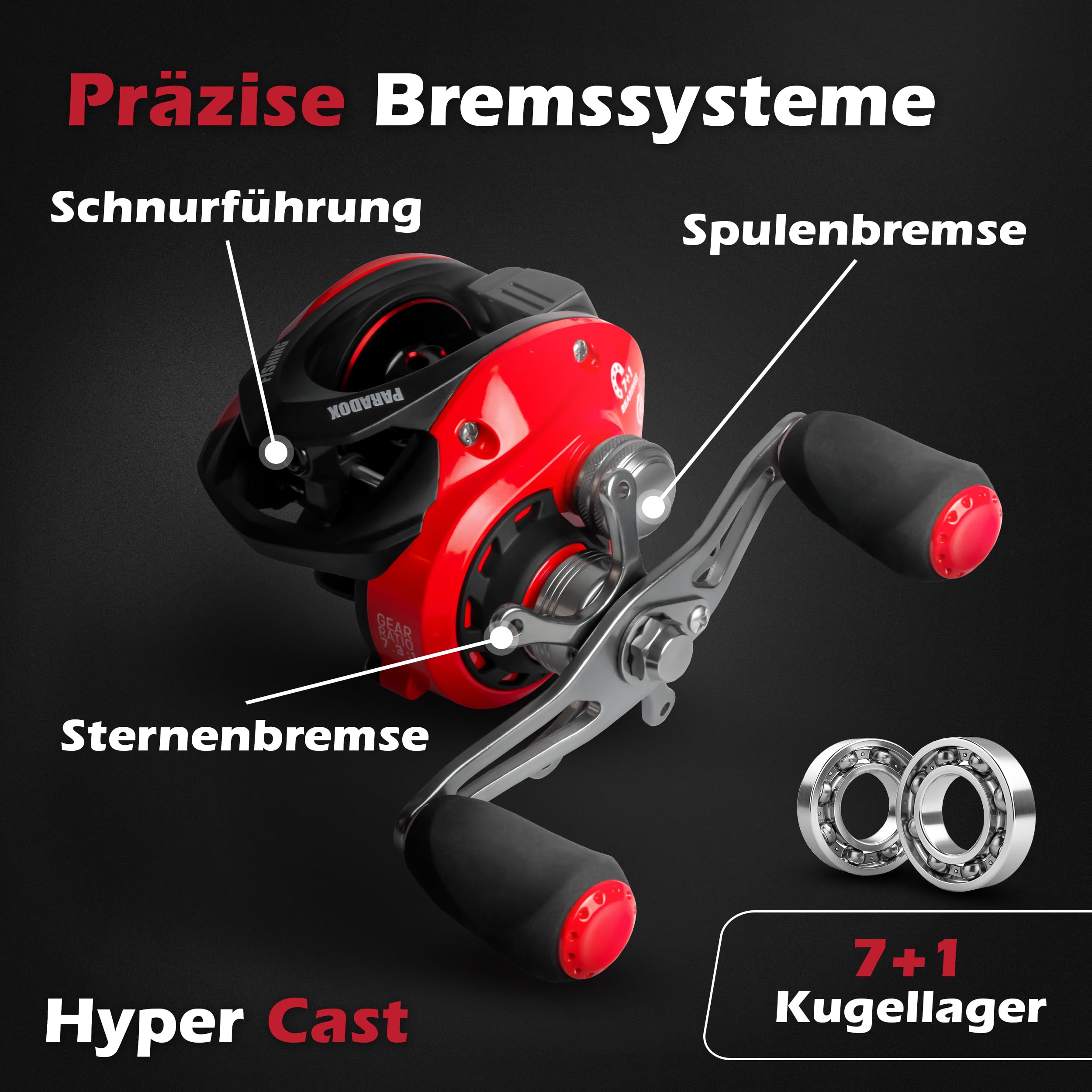 Paradox Fishing PX Hyper Baitcast Combo 2,10m I 10-20g / 15-40g / 20-60g I mit Hyper Cast Baitcast Rolle I Baitcast Rute Hecht – Baitcaster Combo für Rechtshänder