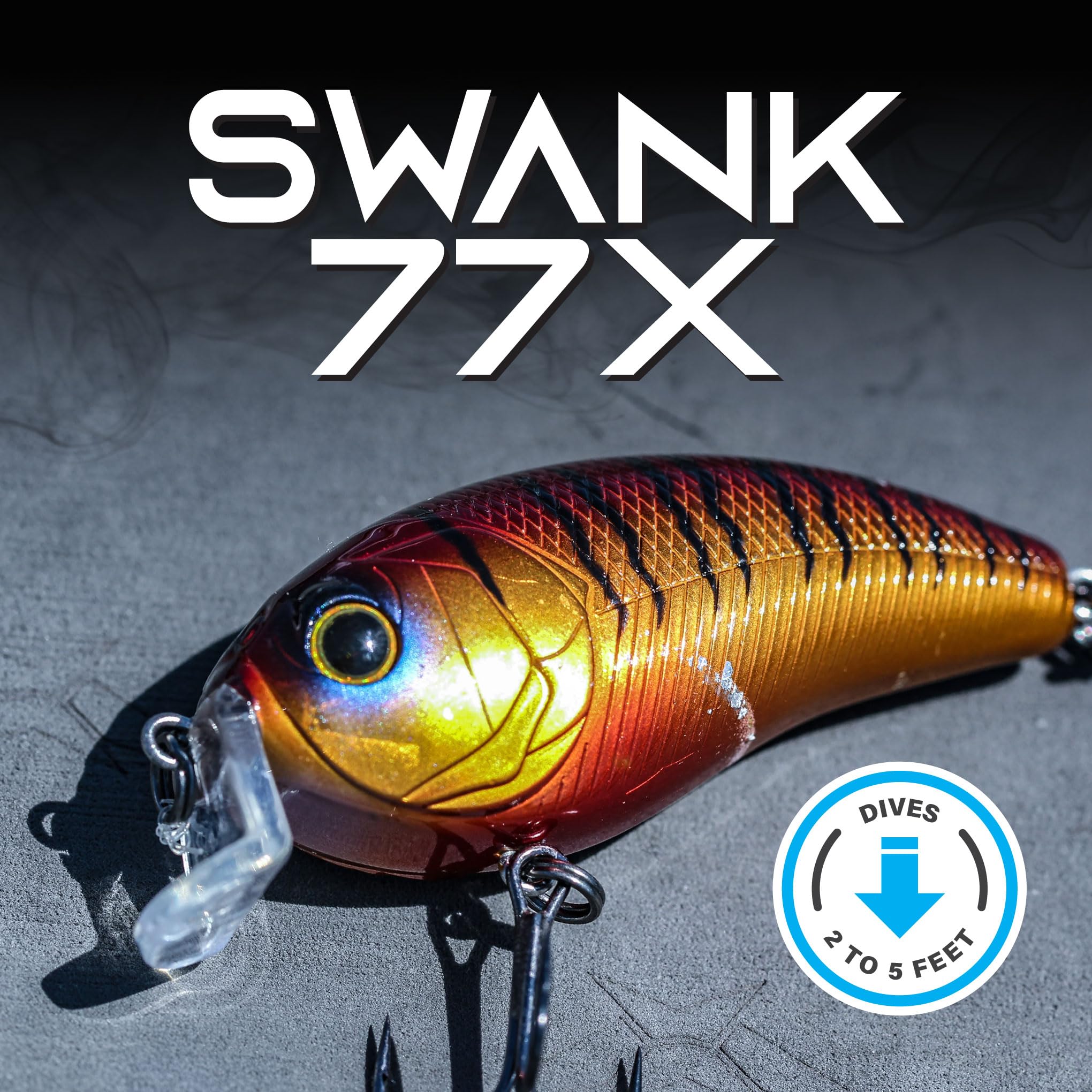 6TH SENSE Swank Series L-Style Crankbait – Premium Power Crankbait with Loud Knocker Rattle for 2-5ft Depths