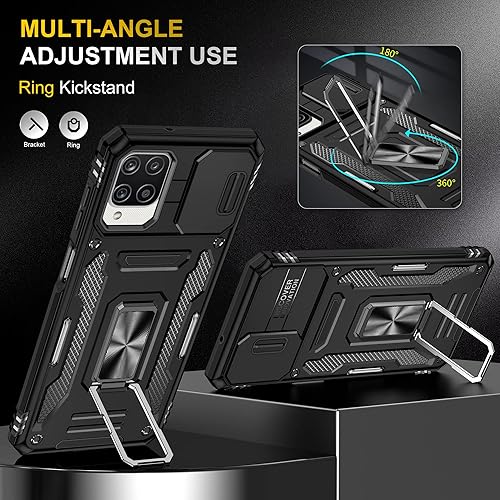 Miniatura 10 de Asuwish Funda de teléfono para Samsung Galaxy A12M12 con protector de pantalla y cubierta deslizante para cámara deslizante, soporte magnético,