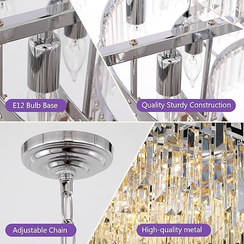 Miniatura 5 de Lámpara de araña de cristal de 39 pulgadas para comedores, dormitorio, vestíbulo, entrada, techo colgante