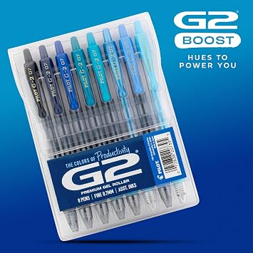 PILOT G2 Premium Gel Roller Pens, G2 Boost Blue, Fine Point 0.7mm, 8-Pack