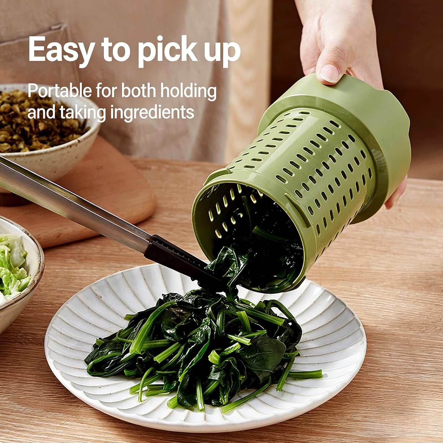 Sturdy ABS Salad Spinner with Ergonomic Handle Space Saving Kitchen Gadget for Water Removal Draining Fruit Washer