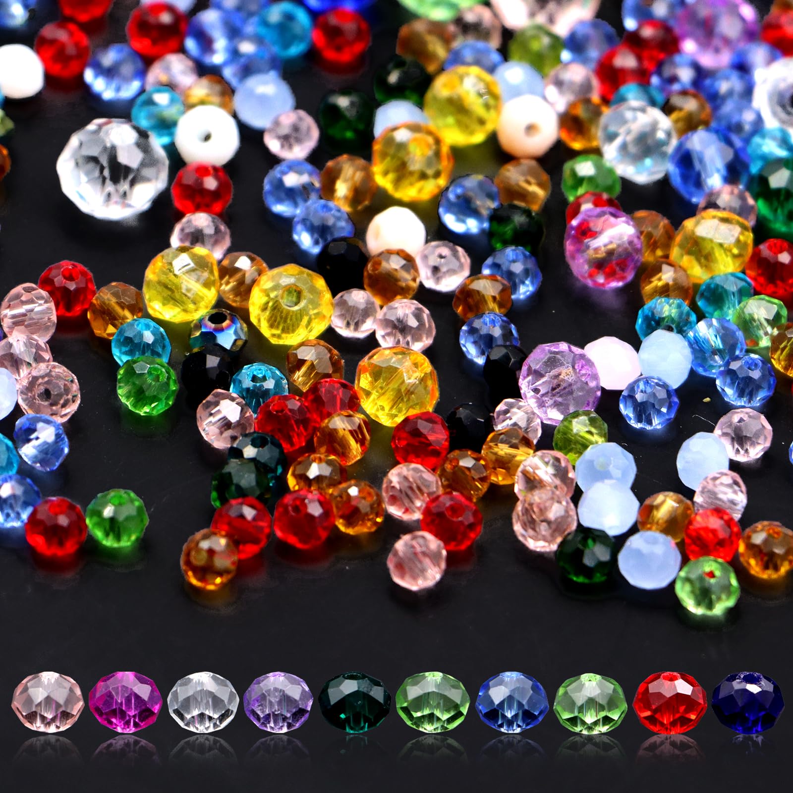 1000 Cuentas de Cristal de Colores,Abalorios para Hacer Pulseras,Cristales Cuentas para Manualidades,Beads de Cristal para Joyas y Collares Artesanales