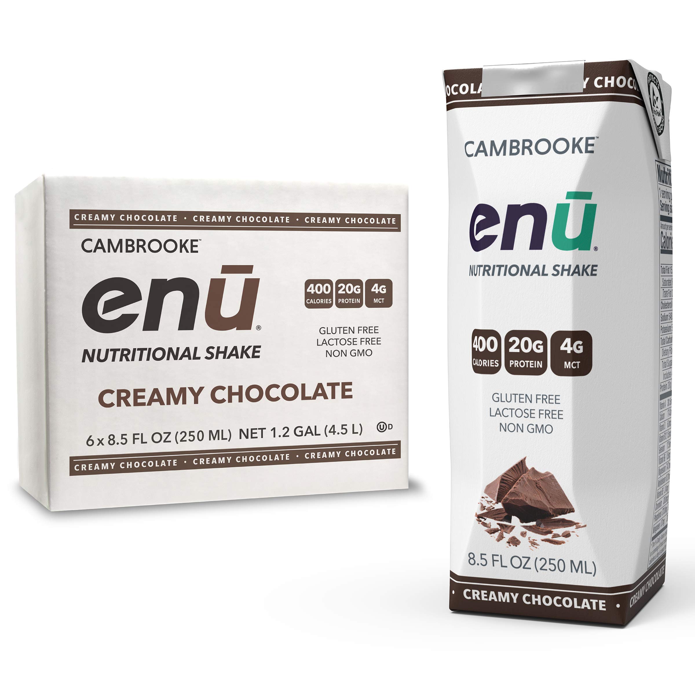 ENU Nutrition Shakes - 20g Protein | 400 Calories - Meal Replacement for Weight Gain (Chocolate, Pack of 6)