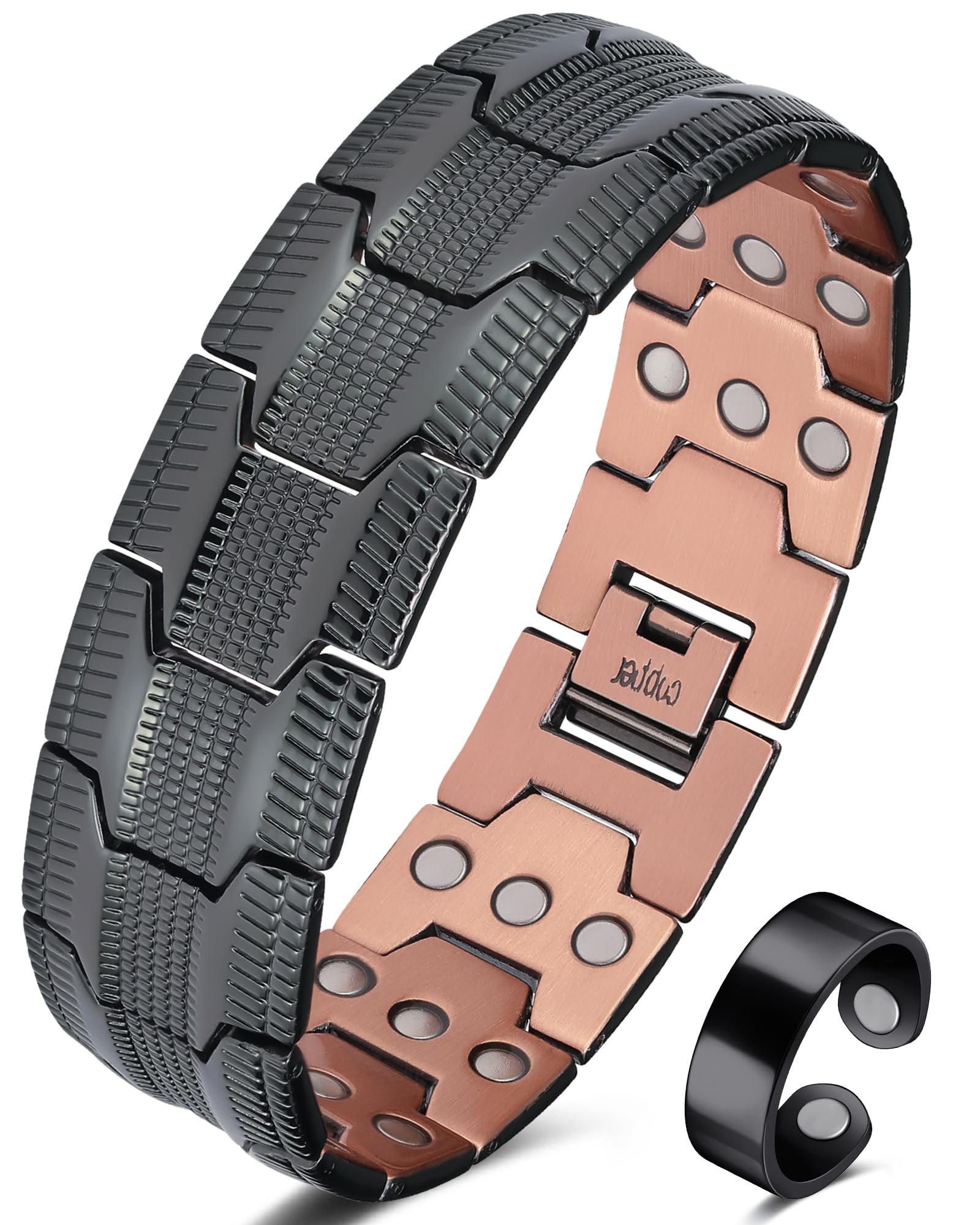 Jeracol Kupferarmband Herren – mit 3 Ultra-starken Magneten, 99% reines Kupfer, maskulines Design, Magnetarmband mit Größenanpassungswerkzeug und Schmuck-Geschenkbox