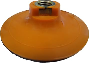 KGS abrasives adapter/back-up pad hook & loop, 4 inch diameter, 3/8 inch though hole, 5/8 inch-11 thread Orange
