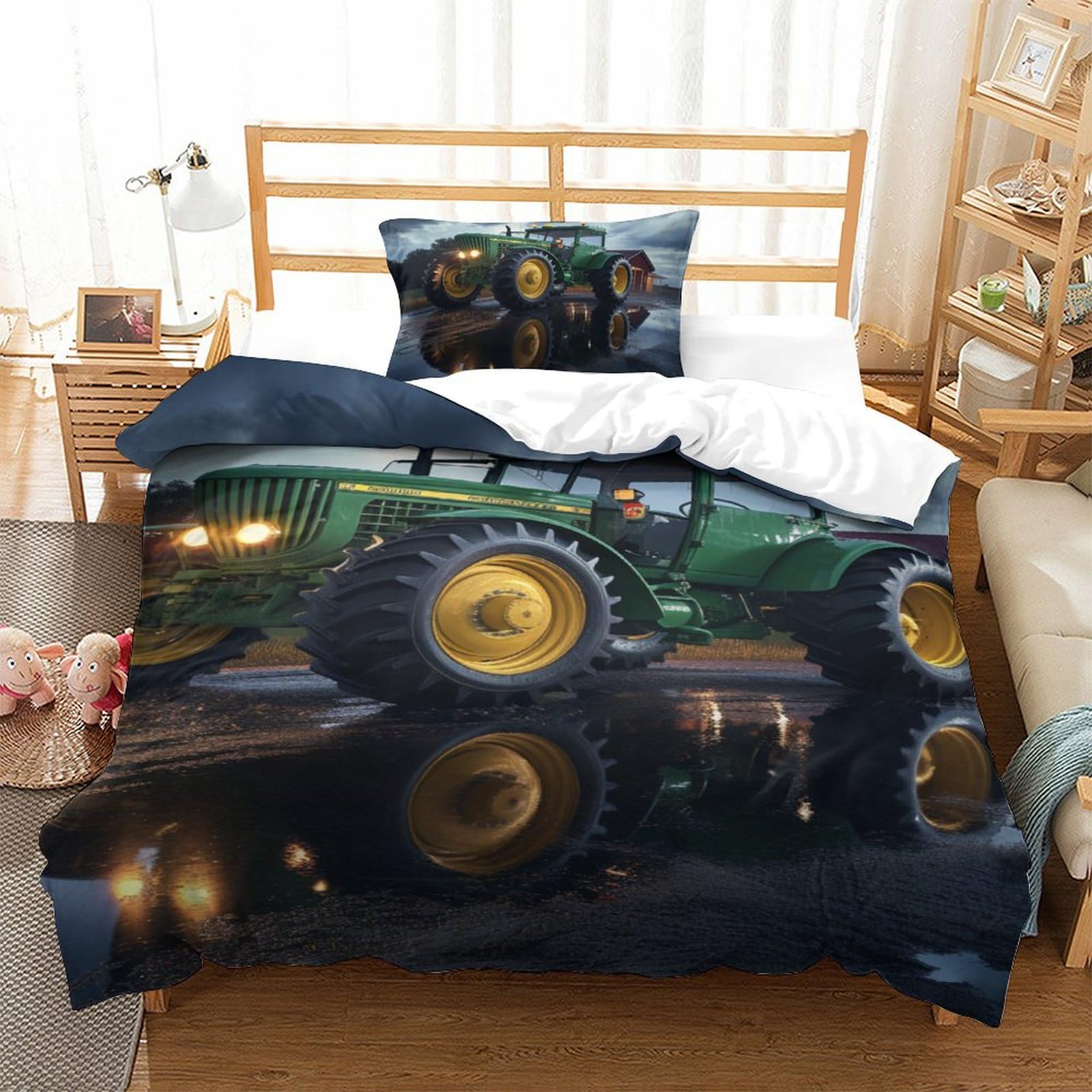 Housse de couette tracteur anti-transpiration, parure microfibre lit simple