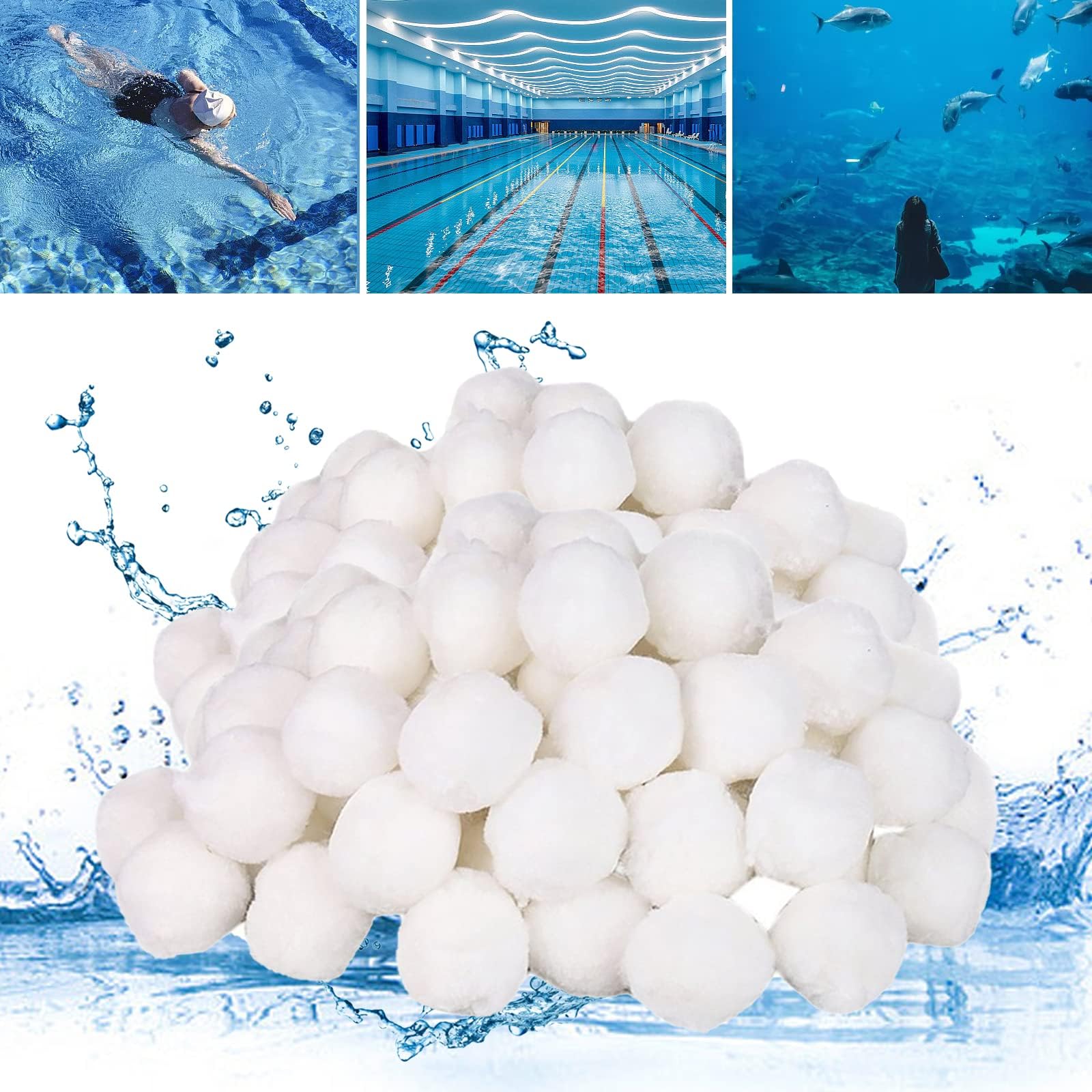 Pool Filter Balls, 3.0 lbs Swimming Pool Sand Filter, Reusable Sand Filter Sand for Pond, Fish Tank, Pool (Equals 100 lbs Pool Filter Sand)