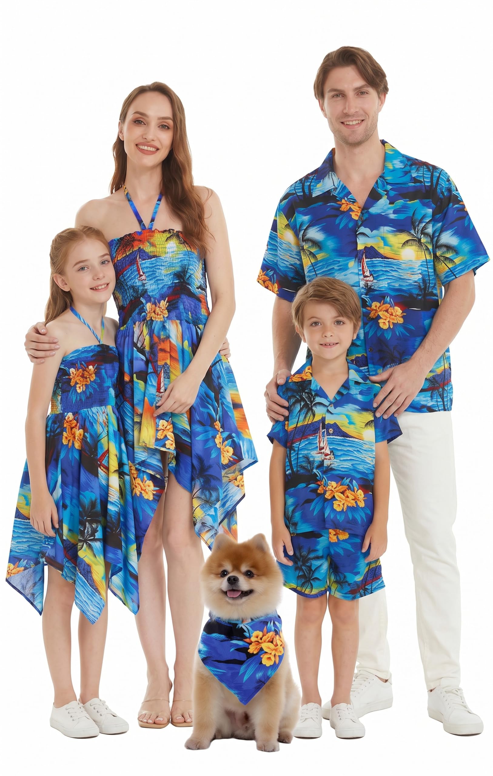 Hawaii Hangover Family Matching Hawaiian Clothes, Sunset Blue