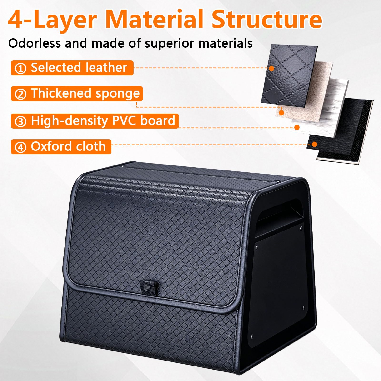 Organizer per bagagliaio, divisorio rimovibile per auto, in pelle PU e pannello a nido d'ape in polipropilene, fissato con viti, estremamente robusto, 38 x 33 x 30 cm (lunghezza x larghezza x