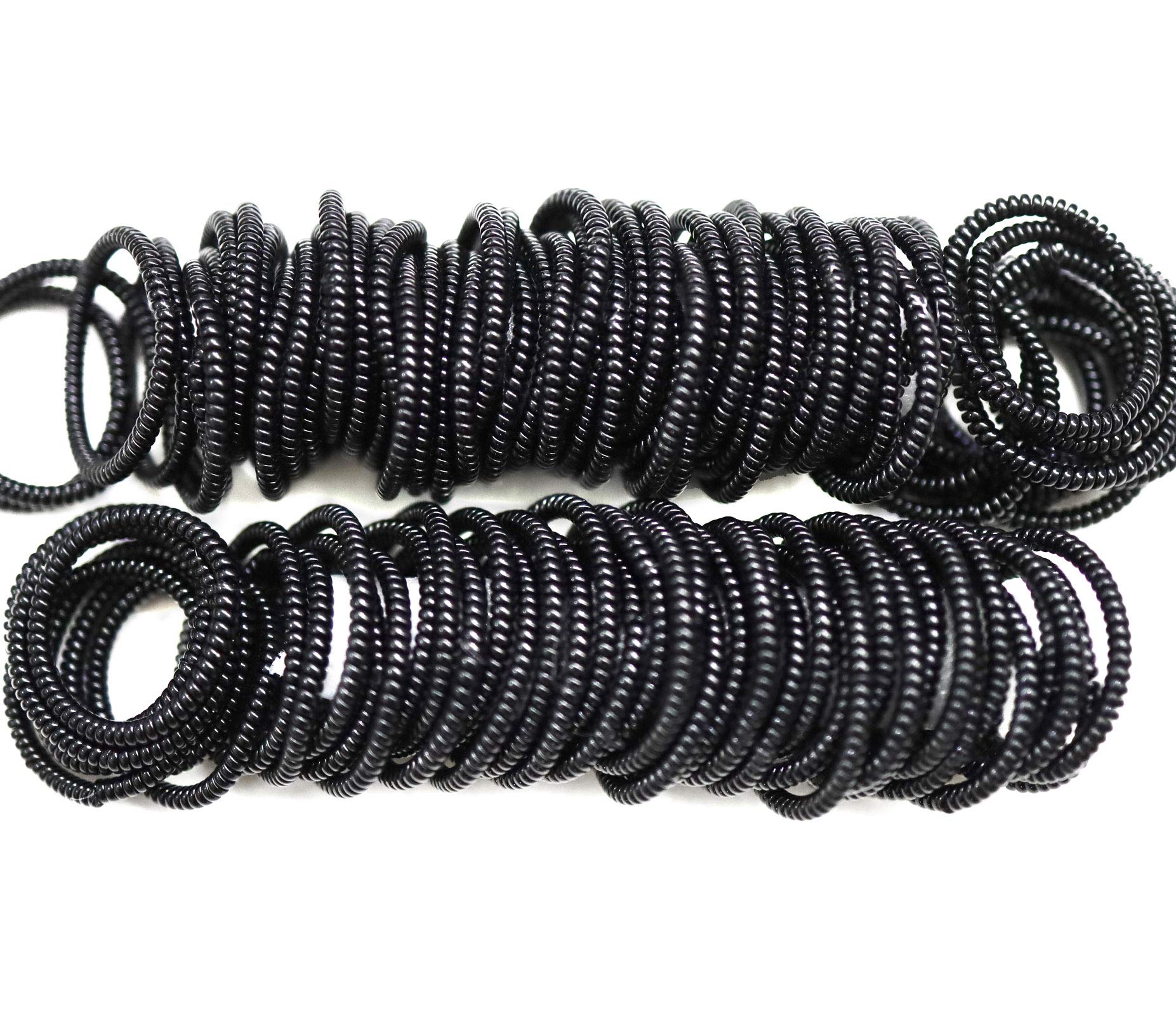 100 lazos para el pelo en espiral, lazos para el cabello sin arrugas, lazos para el pelo, lazos elásticos para el pelo, color negro, para mujeres y niñas