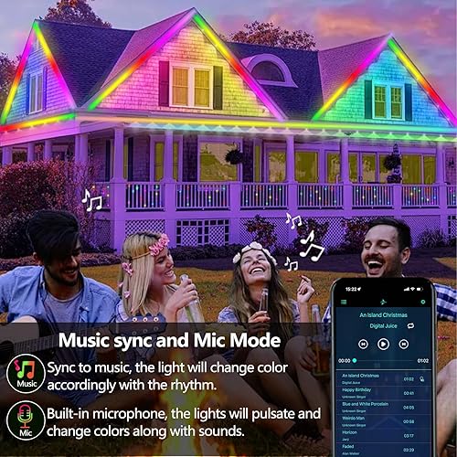 Miniatura 3 de Tira de luz LED para exteriores de 50 pies impermeable, IP68 tira de luz exterior RGB+IC con aplicacióncontrol remoto, modo de persecución, cuerda