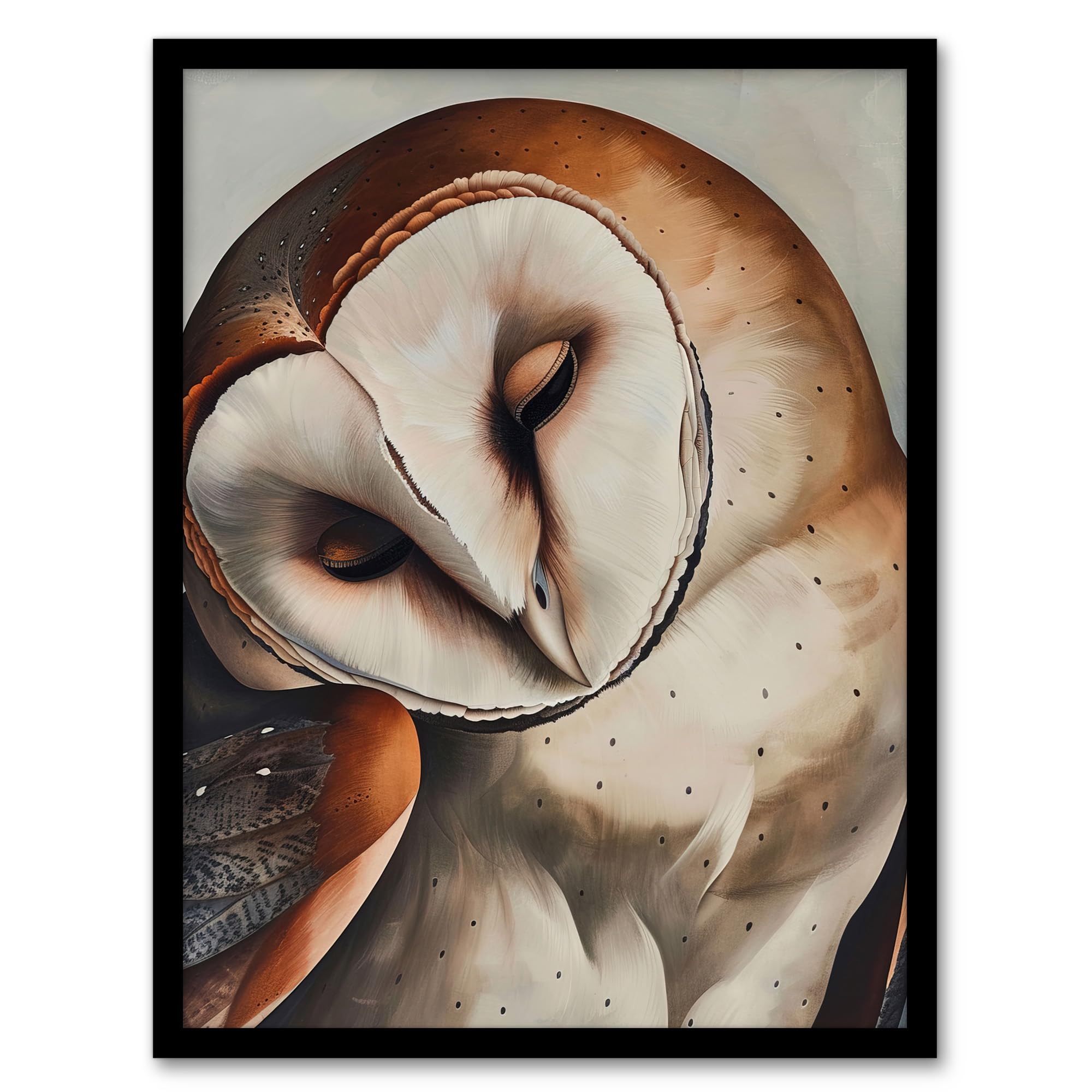 Artery8 Peaceful Owl Portrait Calm Magical Bird Animal Living Room Artwork Framed Wall Art Print A4